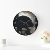 野生の黒ヒョウ動物の恋人 ラージ壁時計 (ホーム)