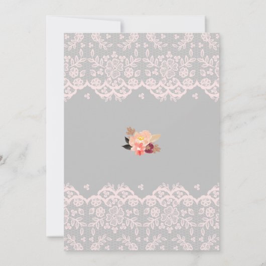 野生の1つのキツネの花及びレースの誕生日 招待状 (裏面)