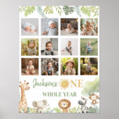 野生の1つのサファリ動物の最初の年の写真マイルストーン ポスター (正面)