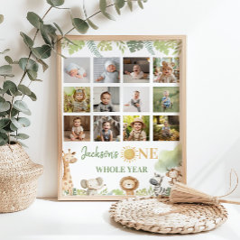 野生の1つのサファリ動物の最初の年の写真マイルストーン ポスター