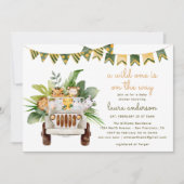 野生の1つのジャングル動物サファリの赤ちゃんシャワー 招待状 (正面)