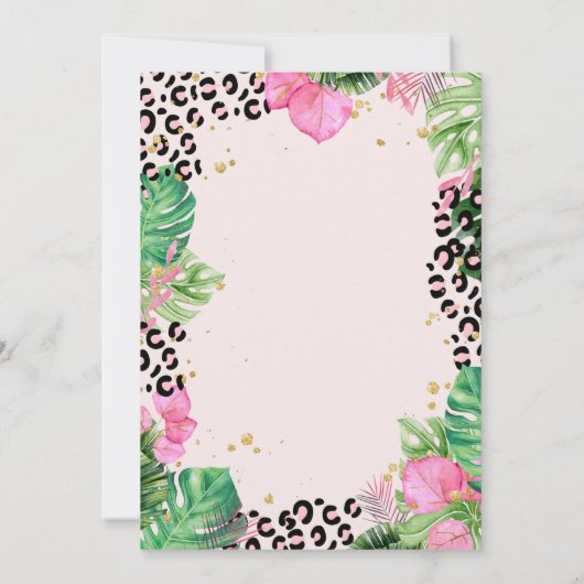 野生の1つのジャングル動物葉の赤ちゃんシャワー 招待状 (裏面)