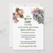 野生の1つの可愛いサファリフローラのジャングル動物の動物園 招待状 (正面)
