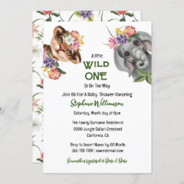 野生の1つの可愛いサファリフローラのジャングル動物の動物園 招待状