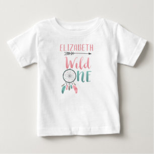 野生の1つの女の子のBohoのワイシャツの最初誕生日 ベビーTシャツ