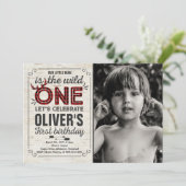 野生の1つの招待状の男の子の野生の1の誕生会 招待状 (スタンド正面)