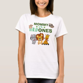 野生の1つの母ジャングルサファリ動物園の動物の双子ママ Tシャツ