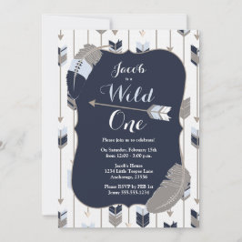 野生の1つの種族の矢の誕生会のブルーグレー 招待状