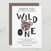 野生の1つの第1誕生日 サンキューカード (正面/裏面)