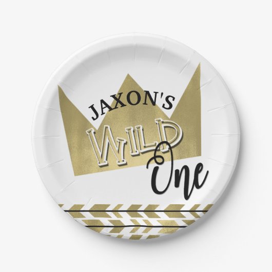 野生の1つの紙皿の最初誕生日のプレート ペーパープレート (正面)