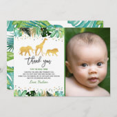 野生の1つの誕生日のサンキューカードのジャングル動物 サンキューカード (正面/裏面)