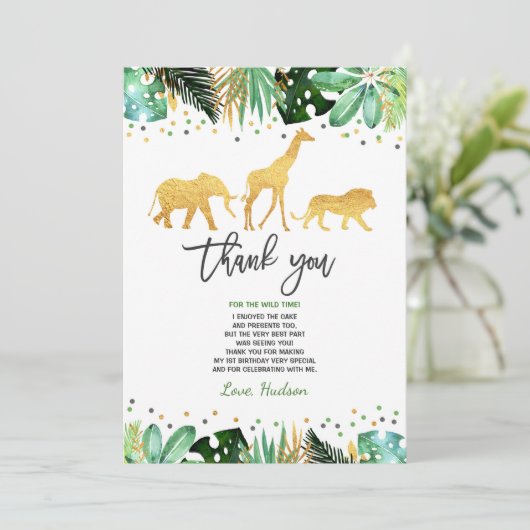野生の1つの誕生日のサンキューカードのジャングル動物 サンキューカード (スタンド正面)