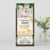 野生の1つの誕生日のチケットの招待状のジャングル動物 招待状 (スタンド正面)