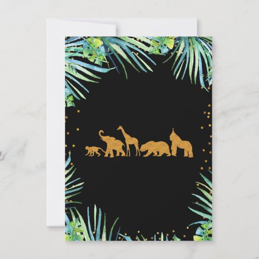 野生の1つの誕生日の招待状のジャングルのパーティー好きな人 招待状 (裏面)
