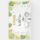 野生の1つの誕生日の旗のサファリのジャングル動物 横断幕 (縦)