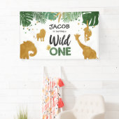 野生の1つの誕生日の旗のサファリのジャングル動物 横断幕 (インサイチュ)