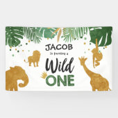 野生の1つの誕生日の旗のサファリのジャングル動物 横断幕 (横)