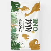 野生の1つの誕生日の旗のサファリのジャングル動物 横断幕 (縦)