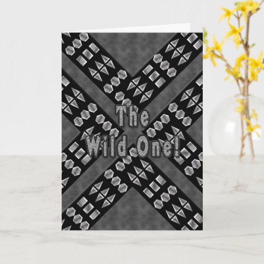 野生の1つの誕生日、黒の散りばめられた銀 カード (黄色い花)