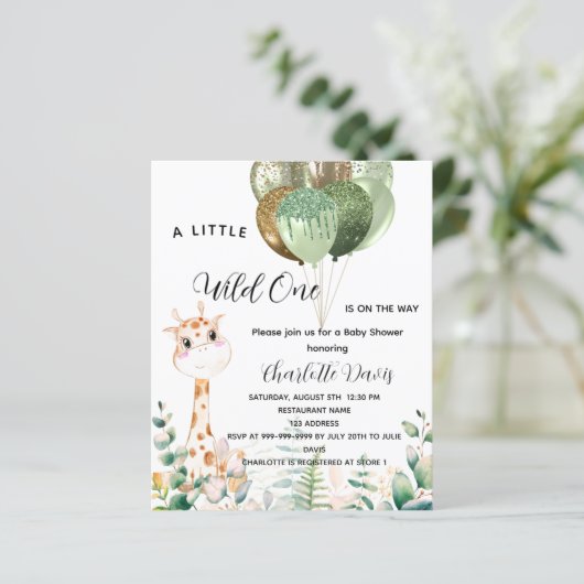 野生の1つの赤ちゃんシャワー無料の予算招待 (スタンド正面)