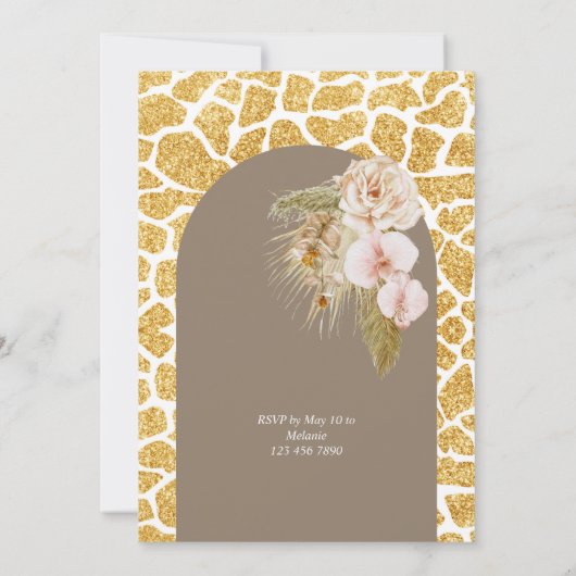 野生の1つの赤ちゃん動物bohoアーチ1歳の誕生日 招待状 (裏面)