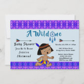 野生の1つの赤ん坊シャワー部族の矢印抽象芸術ブルー 招待状 (正面)