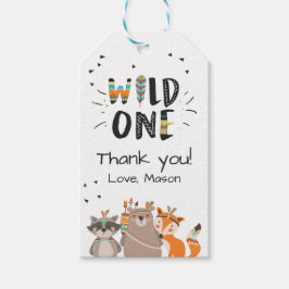 野生の1つの部族の森林の動物のメッセージカード少年 ギフトタグ