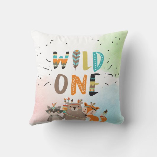 野生の1つの部族の森林の動物トロー枕ボーイ クッション (裏面)