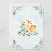 野生の1つの青いジャングルサファリ動物の第1誕生日 招待状 (裏面)