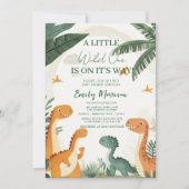 野生の1つは恐竜と赤ちゃんシャワーの途中にある 招待状 (正面)