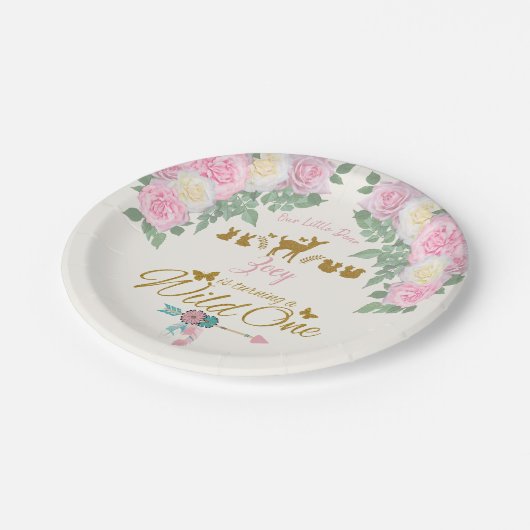 野生の1つ-最初誕生日 ペーパープレート (アングル)