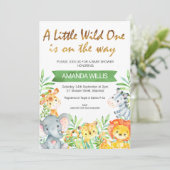 野生の1サファリ動物の赤ちゃんシャワーの招待 招待状 (スタンド正面)