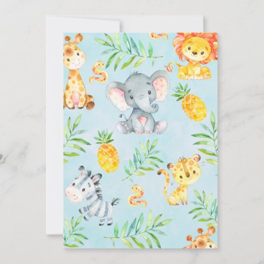 野生の1サファリ動物の赤ちゃんシャワーの招待 招待状 (裏面)