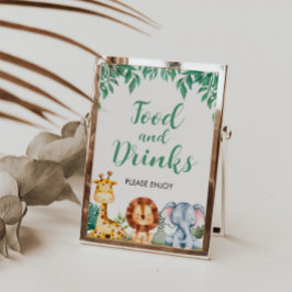 野生の1サファリ動物の食べ物と飲み物の看板 ポスター