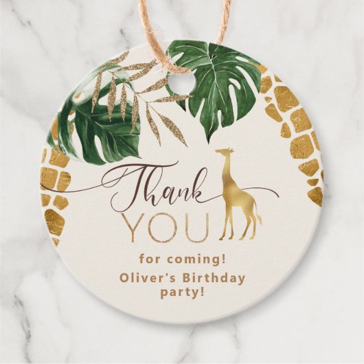 野生の1サファリ動物キリン誕生日ありがとう フェイバータグ (正面)