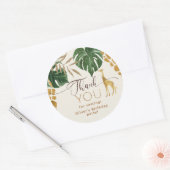 野生の1サファリ動物キリン誕生日ありがとう ラウンドシール (封筒)