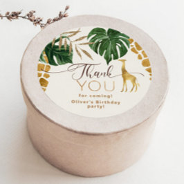 野生の1サファリ動物キリン誕生日ありがとう ラウンドシール