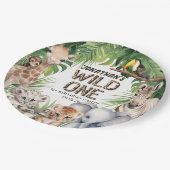 野生の1サファリ動物ジャングルボーイ1歳の誕生日 ペーパープレート (アングル)