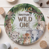 野生の1サファリ動物ジャングルボーイ1歳の誕生日 ペーパープレート