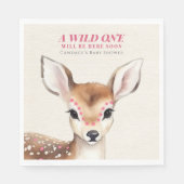 野生の1ピンク斑点の子鹿の赤ちゃんシャワー スタンダードランチョンナプキン (正面)