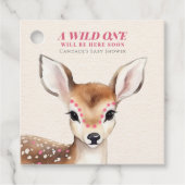 野生の1ピンク斑点の子鹿の赤ちゃんシャワー フェイバータグ (正面)