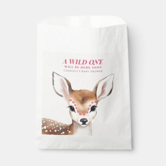 野生の1ピンク斑点の子鹿の赤ちゃんシャワー フェイバーバッグ (正面)