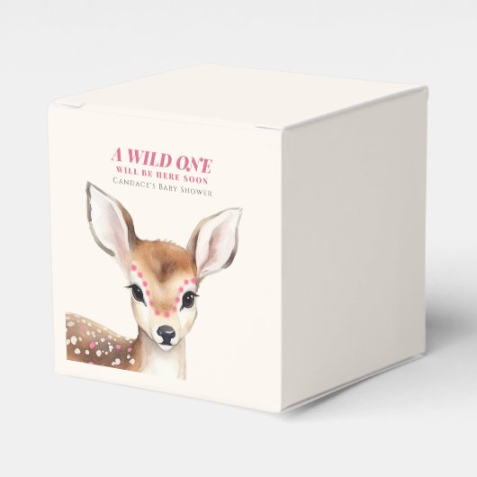野生の1ピンク斑点の子鹿の赤ちゃんシャワー フェイバーボックス (正面サイド)