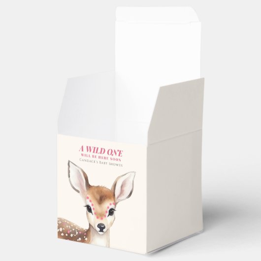 野生の1ピンク斑点の子鹿の赤ちゃんシャワー フェイバーボックス (オープン)
