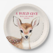 野生の1ピンク斑点の子鹿の赤ちゃんシャワー ペーパープレート (正面)