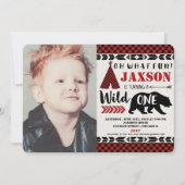 野生の1人の第1最初誕生日の写真の招待の男の子 招待状 (正面)