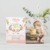 野生の1人の誕生日の招待の最初誕生日の女の子 招待状 (スタンド正面)