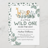 野生の1動物園の動物ニュートラル性別ベビースシャワー 招待状 (正面/裏面)