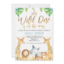 野生の1匹のサファリ動物のベビーシャワーの招待状