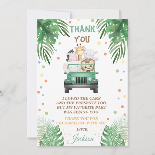 野生の1匹のサンキューカードサファリ動物 招待状 (正面)